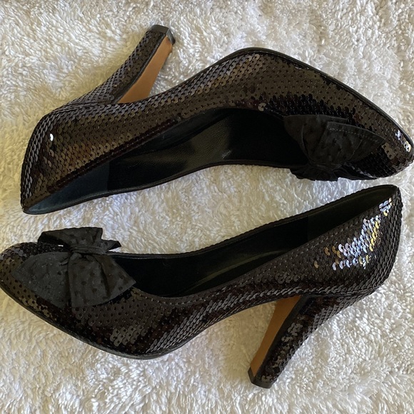 Moschino Made in Italy Sequence Black Round Toe Shoes with Bow. Size 7 … - Picture 1 of 7